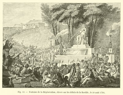 10 अगस्त, 1792 को बैस्टिल के मलबे पर उठाया गया उत्थान का फव्वारा द्वारा फ्रेंच स्कूल
