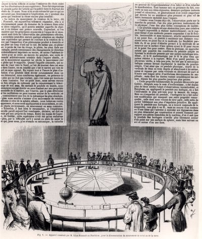 पेरिस में पैंथियन में फौक्सॉल्ट पेंडुलम, c.1852 द्वारा फ्रेंच स्कूल