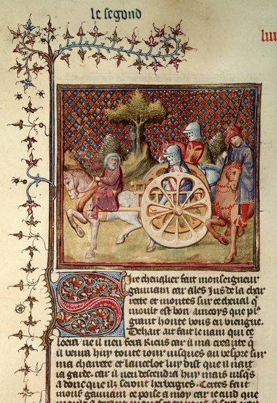 Fr.119 fol.312v Lancelot, कार्ट की नाइट, 1344 द्वारा फ्रेंच स्कूल