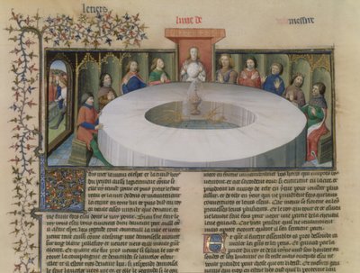 Fr.120 f.524v ला क्ले डे सेंट ग्रेगल की लैंसलेट की कहानी से गोल मेज के शूरवीर द्वारा फ्रेंच स्कूल
