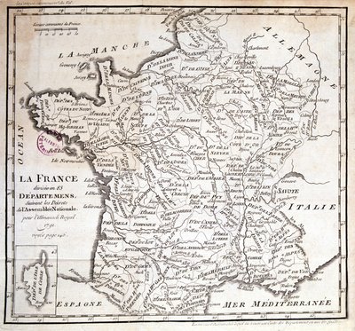 1791 की नेशनल असेंबली के फरमानों के बाद फ्रांस 83 विभागों में विभाजित हो गया द्वारा फ्रेंच स्कूल