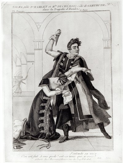 1769 के बाद शेक्सपियर के &39;हैमलेट&39; में शेक्सपियर के &39;हैमलेट&39; में फ्रेंकॉइस-जोसेफ तलमा (1763-1826) को हेमलेट और मैडोमोसेले दुचेनो के रूप में। द्वारा फ्रेंच स्कूल