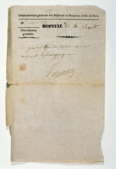 7 मार्च 1837 को होपिटल डे ला चराईट, पेरिस से मुफ्त पर्चे द्वारा फ्रेंच स्कूल
