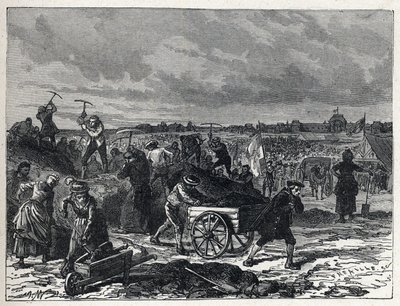 फ्रांसीसी क्रांति: पेरिस में चैंप्स डी मार्स (चैंप्स-डी-मार्स) का काम, 1790 में फेटे डे ला फेडरेशन की तैयारी के लिए। द्वारा फ्रेंच स्कूल