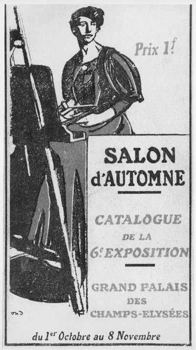 ग्रांड पैलिस, पेरिस, 1908 में 6 वें सैलून dAutomne के लिए कैटलॉग के सामने कवर चित्रण द्वारा फ्रेंच स्कूल