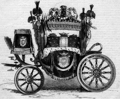 प्रिंस जेरोम बोनापार्ट (1784-1860) की समाधि के दौरान इस्तेमाल किए गए फनब्रे टैंक। 7 जुलाई 1860 के "" ले मोंडे इलस्ट्र्रे"" एन ° 169 में उत्कीर्णन। द्वारा फ्रेंच स्कूल