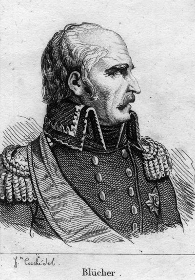 गेभार्ड लेबेरेक्ट, प्रिंस ब्लूचर वॉन वाह्लस्टैट (1742-1819), प्रशिया मारेचल। 19वीं सदी की नक्काशी। द्वारा फ्रेंच स्कूल