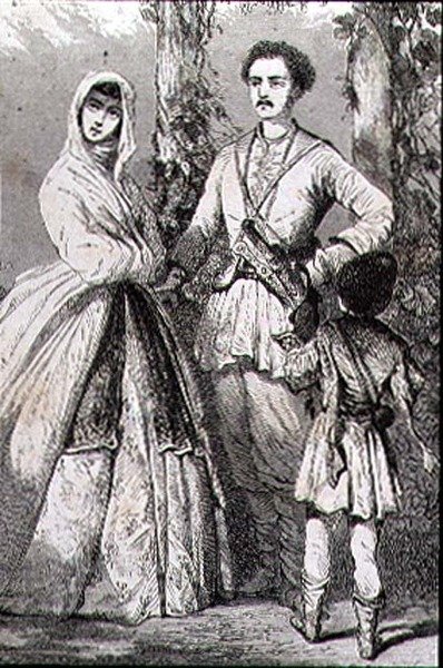 1860 के दशक में जॉर्जियाई वेशभूषा (उत्कीर्णन) द्वारा फ्रेंच स्कूल