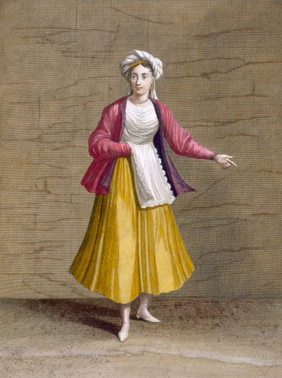 गार्मार्ड स्कॉतिन (1671-1716), 1707-08 द्वारा उत्कीर्ण चार्ल्स डे फेरिओल द्वारा लेवांट के विभिन्न राष्ट्रों का प्रतिनिधित्व करते हुए एक सौ प्रिंट के संग्रह से पेटमोस के सेंट जॉन की लड़की। द्वारा फ्रेंच स्कूल