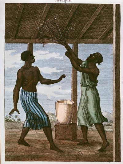 गोल्ड कोस्ट ब्लैक अपने भाग्य से परामर्श, 1812 (रंग उत्कीर्णन) द्वारा French School