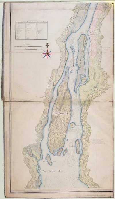 ग्रोसे आइल और एरी झील का हिस्सा, 1796 (कागज पर कलम, स्याही और डब्ल्यूसी) द्वारा फ्रेंच स्कूल
