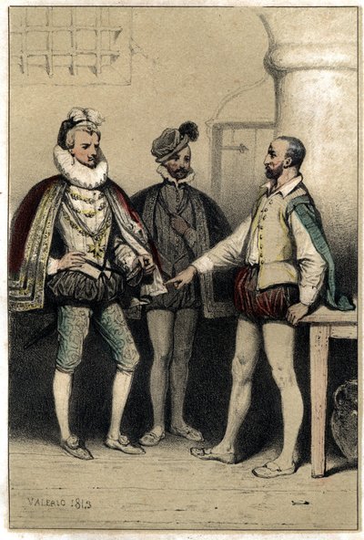 हेनरी III (1551-1589), फ्रांस के राजा, बर्नार्ड पालिसी, सेरामिस्ट का दौरा करते हुए, बैस्टिल में कैद। वेलेरियो द्वारा दो रंगों में उत्कीर्णन "" सीन डे ला वी डी'होम्स प्रसिद्ध"" में। १८४३. द्वारा फ्रेंच स्कूल