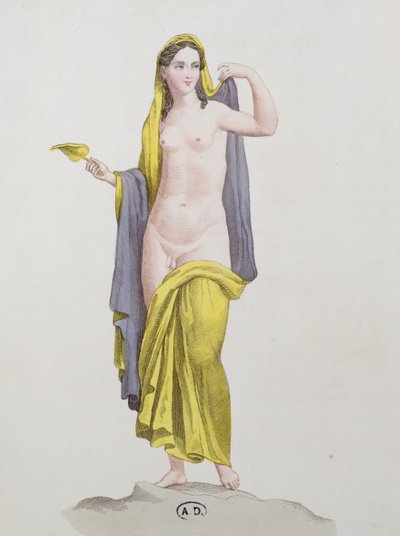 हरमाफ्रोडाइट, एक पोम्पेइयन फ्रेस्को से, c.1800 द्वारा फ्रेंच स्कूल