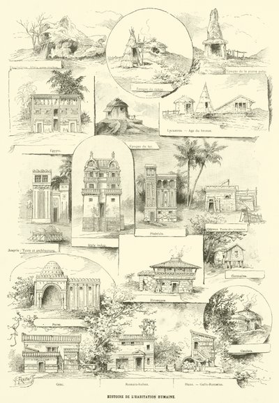 मानव निवास का इतिहास (उत्कीर्णन) द्वारा फ्रेंच स्कूल