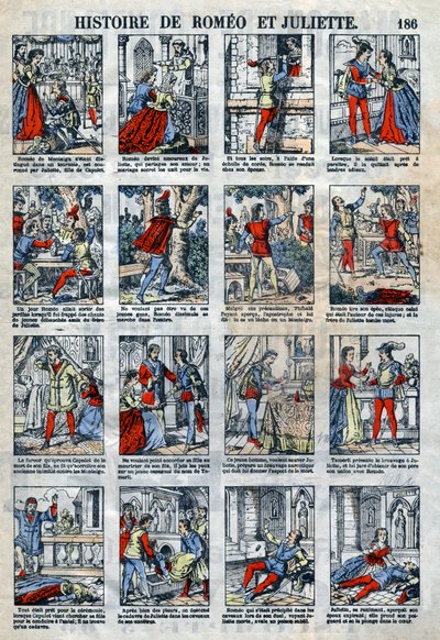 विलियम शेक्सपियर के नाटक (1564-1616) के बाद रोमियो और जूलियट का इतिहास। 19वीं सदी के अंत से एपिनल इमेजिंग। द्वारा फ्रेंच स्कूल