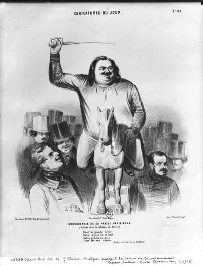 होनोर डी बाल्ज़ाक (1799-1850) अपने पात्रों की समीक्षा करते हुए द्वारा फ्रेंच स्कूल