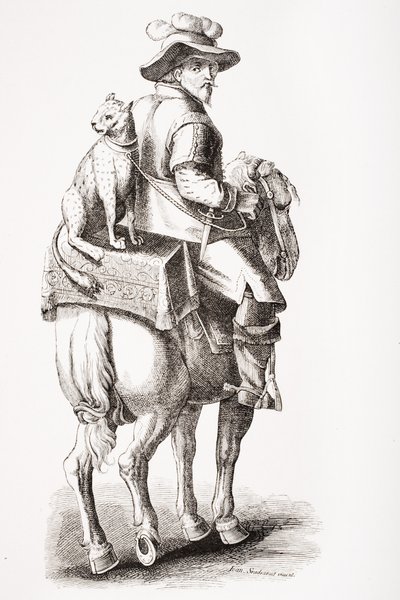 पॉल लैडरिक्स (1806-84) द्वारा 1840 में प्रकाशित &39;ले मोयन एज एट ला पुनर्जागरण&39; से जान स्ट्रैडन (1523-1605) के बाद एक तेंदुए के साथ शिकार द्वारा फ्रेंच स्कूल