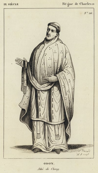 IX सेंचुरी, चार्ल्स द्वितीय का शासन, ओडन, अब्बे डी क्लूनी (उत्कीर्णन) द्वारा फ्रेंच स्कूल