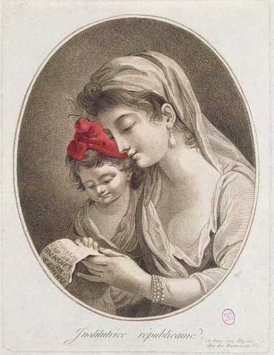 रिपब्लिकन शिक्षक। c.1789 (रंग उत्कीर्णन) द्वारा फ्रेंच स्कूल