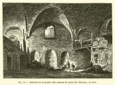 पलास देस थर्मस, 1810 के महान रोमन हॉल का इंटीरियर द्वारा French School