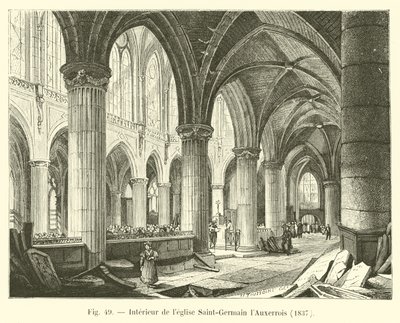 चर्च का इंटीरियर सेंट-जर्मेन lAuxerrois, 1837 द्वारा फ्रेंच स्कूल