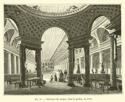 सर्कस का इंटीरियर, बगीचे में, 1791 में द्वारा फ्रेंच स्कूल