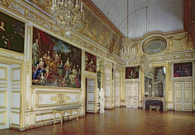 सलोन डे ल&39;ओइल डी बोउफ का आंतरिक भाग, c.1710-15 द्वारा फ्रेंच स्कूल