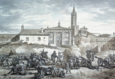 इतालवी देहात: नेपोलियन बोनापार्ट (1789-1821) की फ्रांसीसी सेना द्वारा वेरोना पर कब्जा। 1797 के आसपास अज्ञात ड्राइंग। पेरिस, लौवर संग्रहालय द्वारा फ्रेंच स्कूल