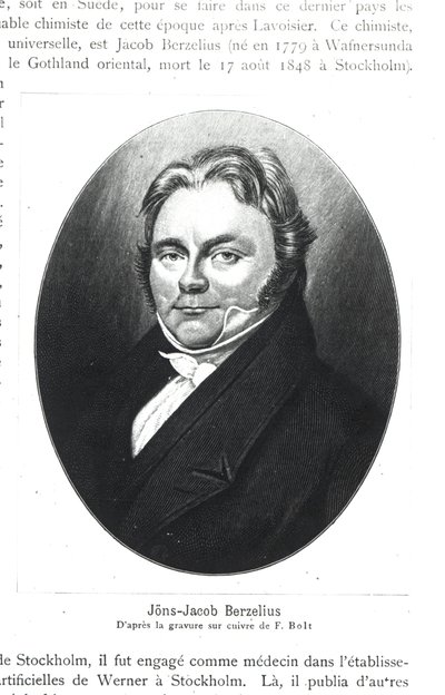 एफ। बोल्ट द्वारा उत्कीर्णन के बाद जोंस जैकब बर्ज़ेलियस (1779-1848) द्वारा फ्रेंच स्कूल
