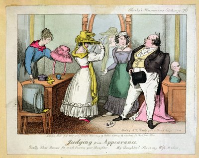 उपस्थिति से देखते हुए, Busbys Humourous Etchings की संख्या 76, थॉमस Busby (fl.1804-21) द्वारा उत्कीर्ण 1828 द्वारा फ्रेंच स्कूल