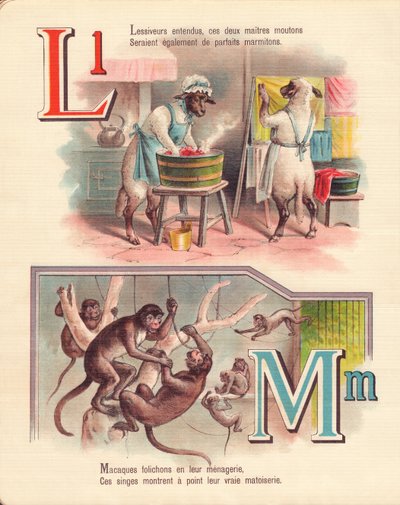 LM: मेम्ने, कपड़े धोने, बंदर, menagerie द्वारा फ्रेंच स्कूल