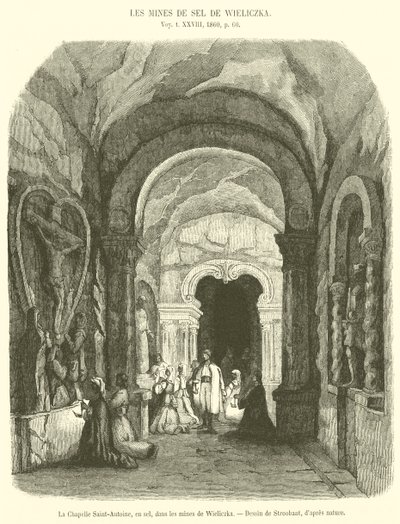 सेंट-एंटोनी चैपल, नमक में, Wieliczka (उत्कीर्णन) की खानों में द्वारा फ्रेंच स्कूल