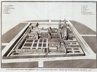 1640 से पहले सेंट जर्मेन का अभय - डोम जैक्स बौइलार्ट द्वारा "" सेंट जर्मेन डेस प्रेसी के अभय का इतिहास "" में। डुपुइस, पेरिस द्वारा फ्रेंच स्कूल