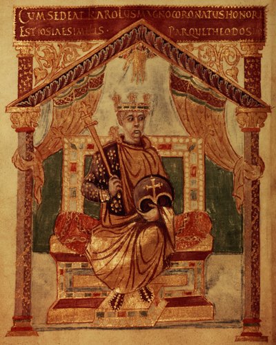 लाट 1152 f.3v शारलेमेन (कैरोलस मैगनस, चार्ल्स द ग्रेट) (747-814) फ्रांस के राजा और पश्चिम के ईसाई सम्राट, चार्ल्स के बोल्ड से बोल्ड द्वारा फ्रेंच स्कूल