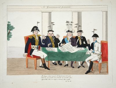 अनंतिम सरकार, पब। 1814 (हाथ के रंग की नक्काशी) द्वारा फ्रेंच स्कूल