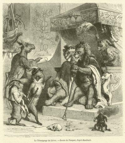Le Temoignage du Lievre (उत्कीर्णन) द्वारा फ्रेंच स्कूल