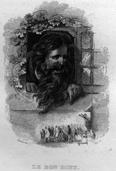 पियरे जीन डे बेरंगर (1780-1857), फ्रांसीसी कवि और गीतकार द्वारा "" ओवेरेस पूर्ण "" (1834) में बेरंगर का ले बोन डाईयू गीत। द्वारा फ्रेंच स्कूल