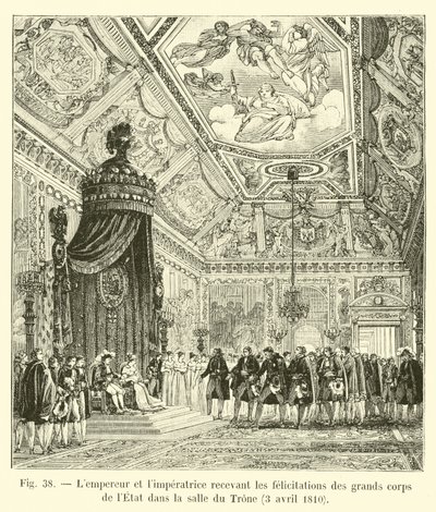 3 अप्रैल, 1810 को हॉल ऑफ द ट्रोन में राज्य के महान निकायों का अभिनंदन पाने वाले सम्राट और अंग-प्रदर्शक द्वारा फ्रेंच स्कूल