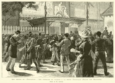 प्रदर्शनी का परिवेश, पोर्ट टूरविले में टिकट विक्रेता, पालिस डेस मशीन, एम गिलियड द्वारा ड्राइंग (उत्कीर्णन) द्वारा फ्रेंच स्कूल