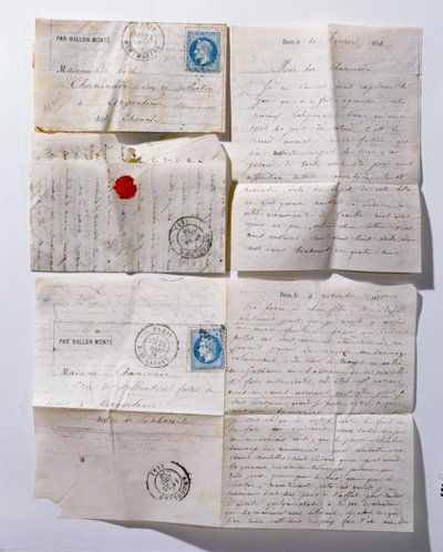1871 की घेराबंदी के दौरान गुब्बारे द्वारा पेरिस भेजे गए पत्र द्वारा फ्रेंच स्कूल