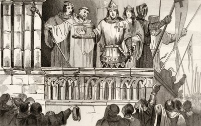 लुई VII (1120-80) यंग ने 1144 में &39;हिस्टोइरे डी फ्रांस&39; से दूसरे धर्मयुद्ध के लिए समर्थन किया, जिसे कोलार्ट ने प्रकाशित किया, c.1840 द्वारा फ्रेंच स्कूल