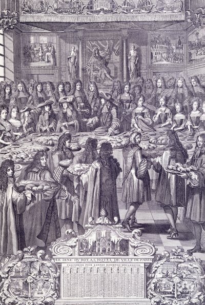 लुई XIV, अपने लोगों का प्यार और आनंद, अल्मनको से उत्कीर्णन द्वारा फ्रेंच स्कूल