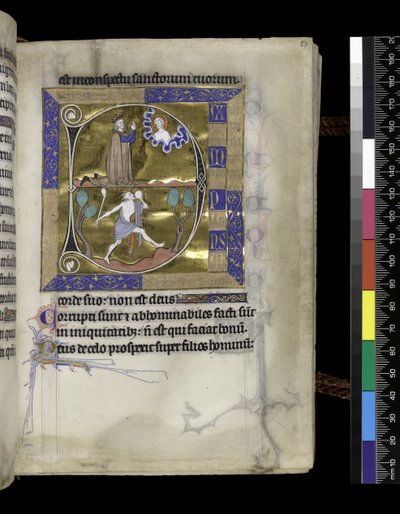 MS 300 f.57r, डेविड भगवान से प्रार्थना करता है द्वारा फ्रेंच स्कूल