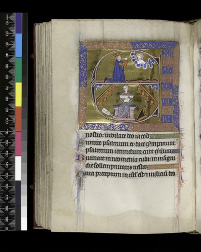 MS 300 f.89v, डेविड भगवान से प्रार्थना करता है द्वारा फ्रेंच स्कूल