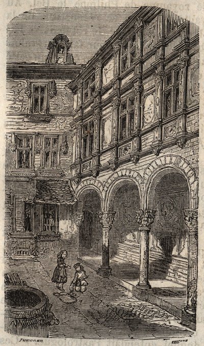 Maison dit d'Agnes Sorel ou Hotel Euverte-Hette (1524) एक ऑरलियन्स - विक्टर ड्यूरुय (1811-1894) द्वारा "हिस्टोइरे डी फ्रांस" में उत्कीर्णन - 1882 द्वारा फ्रेंच स्कूल