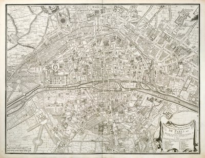 पेरिस का नक्शा, पेरिस के लॉटलस से जीन डे ला कैले द्वारा, 1714 द्वारा French School