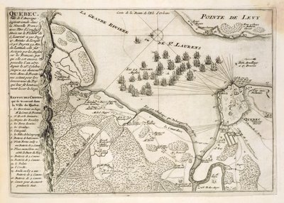 ब्रिटिश बेड़े द्वारा क्यूबेक की घेराबंदी का नक्शा, 1670 द्वारा फ्रेंच स्कूल