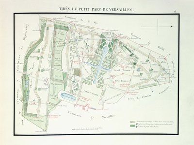 वर्साय के छोटे पार्क का नक्शा, 1818-1819 द्वारा फ्रेंच स्कूल
