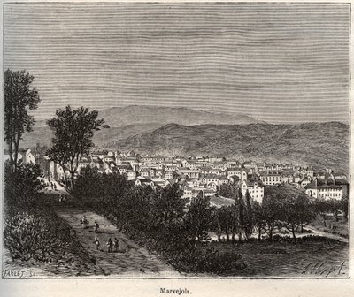 Marvejols - Lozere - Langedoc-Roussillon - V.-A द्वारा "इलस्ट्रियस फ़्रांस: भूगोल, इतिहास, सांख्यिकीय प्रशासन" में उत्कीर्णन। माल्ट-ब्राउन। १८८४ द्वारा फ्रेंच स्कूल
