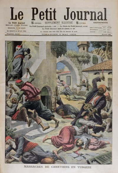तुर्की में ईसाइयों का नरसंहार, ले पेटिट जर्नल 2 मई 1909 से चित्रण द्वारा फ्रेंच स्कूल